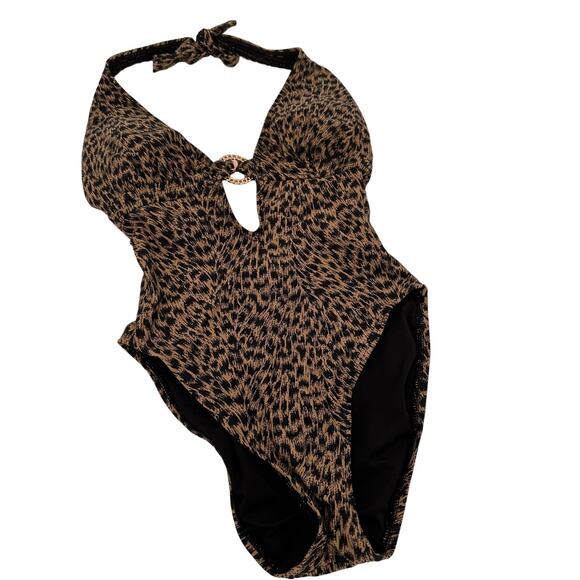 Michael Kors Leopard Cruise 2020 One Piece Swimsuit Size 4 - Picture 1 of 8
